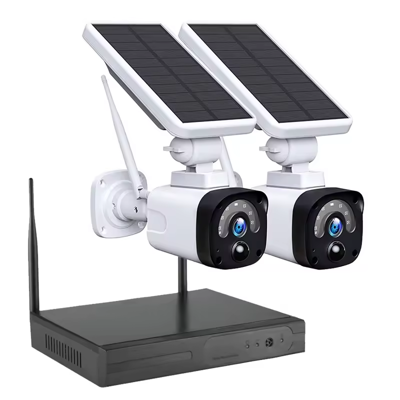 4CH Solar Cameras Kit Low Power PIR Wireless CCTV System 3MP Solar Power Battery Camera 2ch WIFI NVR Kit