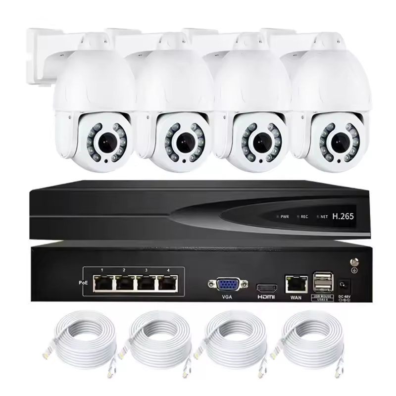 4CH NVR KIT Seetong App 8MP 4X Zoom IR PTZ Dome Camera 4chs 4K POE Nvr Kit CCTV System