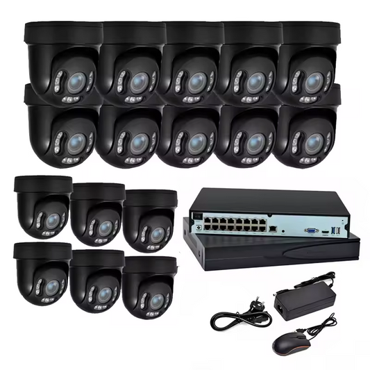 16CH NVR KIT 16pcs ptz camera 4x optical zoom pan tilt rotate full color dome camera 16ch 4k poe nvr cctv kit security system