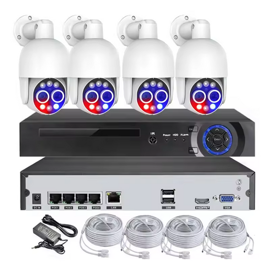 4CH NVR KITS 8X Hybrid Zoom Dual Sensors Two Lens 8MP PTZ Camera 4CH 4K POE NVR Cctv Camera System