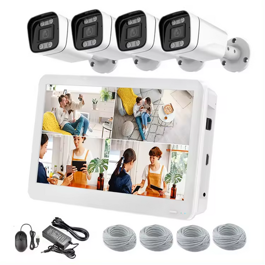 4Ch NVR KIT 5MP POE Camera NVR with 11.6" monitor screen set Kit Face Detection Motion Detection Two-Way Audio xmeye