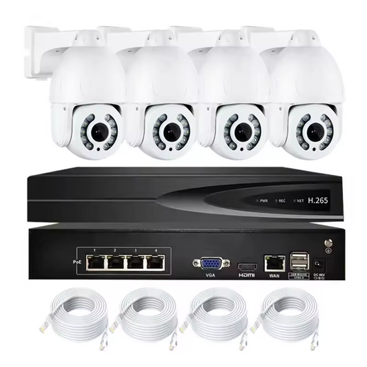 4CH NVR KIT Seetong App 8MP 4X Zoom IR PTZ Dome Camera 4chs 4K POE Nvr Kit CCTV System